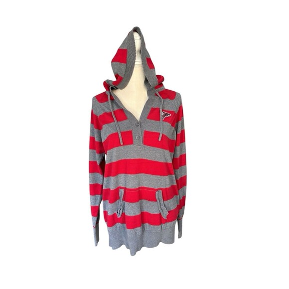 Atlanta Falcons Cutter And Buck Women’s Sz XL Red & Gray Cotton Hooded Sweater - Picture 14 of 16